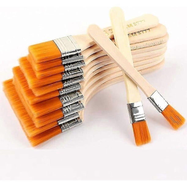Professional Flat Paint Brushes with Wooden Handle for Acrylic, Oil & Watercolor Painting - Durable Nylon Bristle Artist Brushes Set