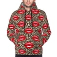 thumbnail image 4 of Hoodies for Men - Bright red lips leopard Long Sleeve Comfrt Men'S Fashion Hoodies & Sweatshirts, Sweatshirts for Men Hoodies Pullover Clothing Clothes with Pouch, 4 of 7