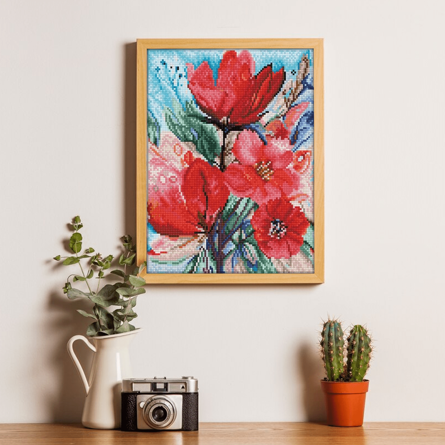 Diamond Art By Leisure Arts Diamond Painting Kits For Adults 11"X14" Advanced Triptych Red Poppies, Set Of 3, Full Drill, Art Kits, Dimond Art, For Adults
