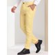thumbnail image 2 of Pantalones de vestir ajustados con frente plano y bloque de color con estampado geométrico informal para hombre XXL Amarillo Blanco, 2 of 6
