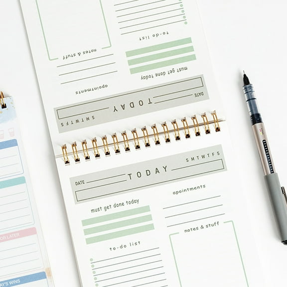 WHAMVOX Spiral Notebook For Daily Planning Simplistic Style English Planner For Tasks Appointments And Notes Work Planner Ideal For Office Supplies