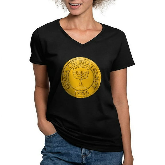 CafePress - Sigma Chi Grand Seal Color T Shirt - Women's V-Neck Dark T-Shirt