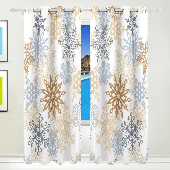 Coolnut Window Curtain Panels Colorful Snowflakes Grommet Top Room Darkening Thermal Insulated Blackout Window Treatment Drapes 2 Panels W55 x L84 In