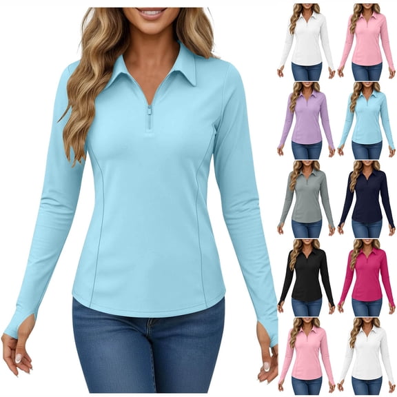 Abomasnow Women's UPF 50 Sun Protection Jackets Quarter Zip Long Sleeve Pullover Sweatshirts Casual Breathable Hiking Athletic Shirts