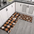 thumbnail image 2 of Orange and Black Plaid Christmas Snowflake Pattern Kitchen Rugs Sets Of 2,Anti Fatigue Kitchen Mat Rugs Non Slip Washable,Decorative Kitchen Floor Mats for Kitchen,Sink,Laundry,17"x30"+17"x47", 2 of 7