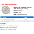 thumbnail image 2 of Radiator Cap - Compatible with 1996 - 1998, 2001 Chrysler Sebring 1997, 2 of 2