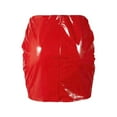 thumbnail image 5 of Riforla 2025 Spring & Summer Sexy High Shine Leather Mini Skirt Women's Fashion Pencil Skirt Skirts for Women Trendy Red XXL, 5 of 5