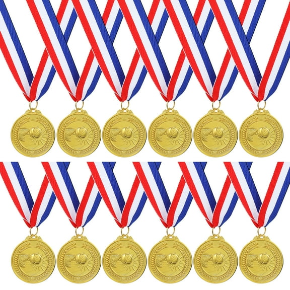 WORGEOUS 12 Pcs Rhinestone Trophies Basketball Medal 45.00X5.00X1.00CM Golden