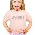 thumbnail image 2 of Seven Ink-Printed Pink Embroidered Seventh Birthday Shirt for Girls Floral Age 7 Birthday Outfit Peach Shirt Youth Medium, 2 of 5