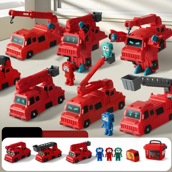 Modular Transforming Toy Set with Storage Box, Magnetic Cars and Trucks fo