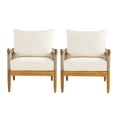 thumbnail image 2 of Christopher Knight Home Boho Outdoor Rope Lounge Chair with Thick Cushion, Solid Wood, Teak+Beige, Set of 2, 2 of 13