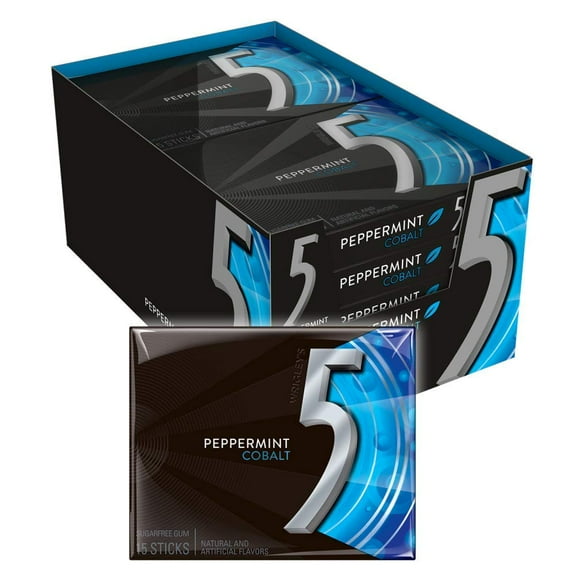 5 GUM Peppermint Cobalt Sugar Free Chewing Gum, 15 Pieces (20 Pack)