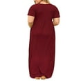 thumbnail image 3 of Aloohaidyvio Dresses Plus Size,Plus Size Women Casual O-Neck Summer Short Sleeve Solid Loose Pocket Long Dress, 3 of 5