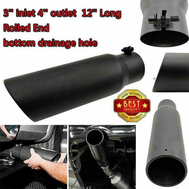 3 Inlet 4 Outlet 12 inch Long Car Exhaust Tip Stainless Angled Bolt-On ...