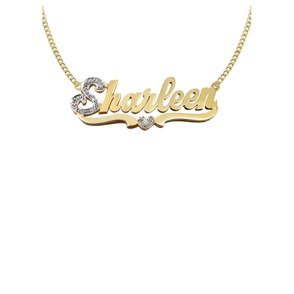 14K Gold Two Tone Name Plate Necklace | Style #64