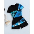 thumbnail image 3 of 2 Pieces Kids Shorts Set, Coconut Tree Print Round Neck Short Sleeve T-Shirt+ Short Pants Outfits, 3 of 9
