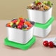 thumbnail image 5 of Paquete de 3 recipientes de acero inoxidable para refrigerios de 6 oz, pequeños recipientes metálicos para almacenar alimentos con tapas herméticas de fácil apertura para comidas para, 5 of 8
