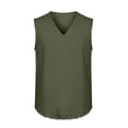 thumbnail image 6 of Horkkom Linen Shirts for Men V Neck Solid Color Sleeveless Shirts Beach Vacation Breathable Tank Tops, S-4XL, 6 of 7