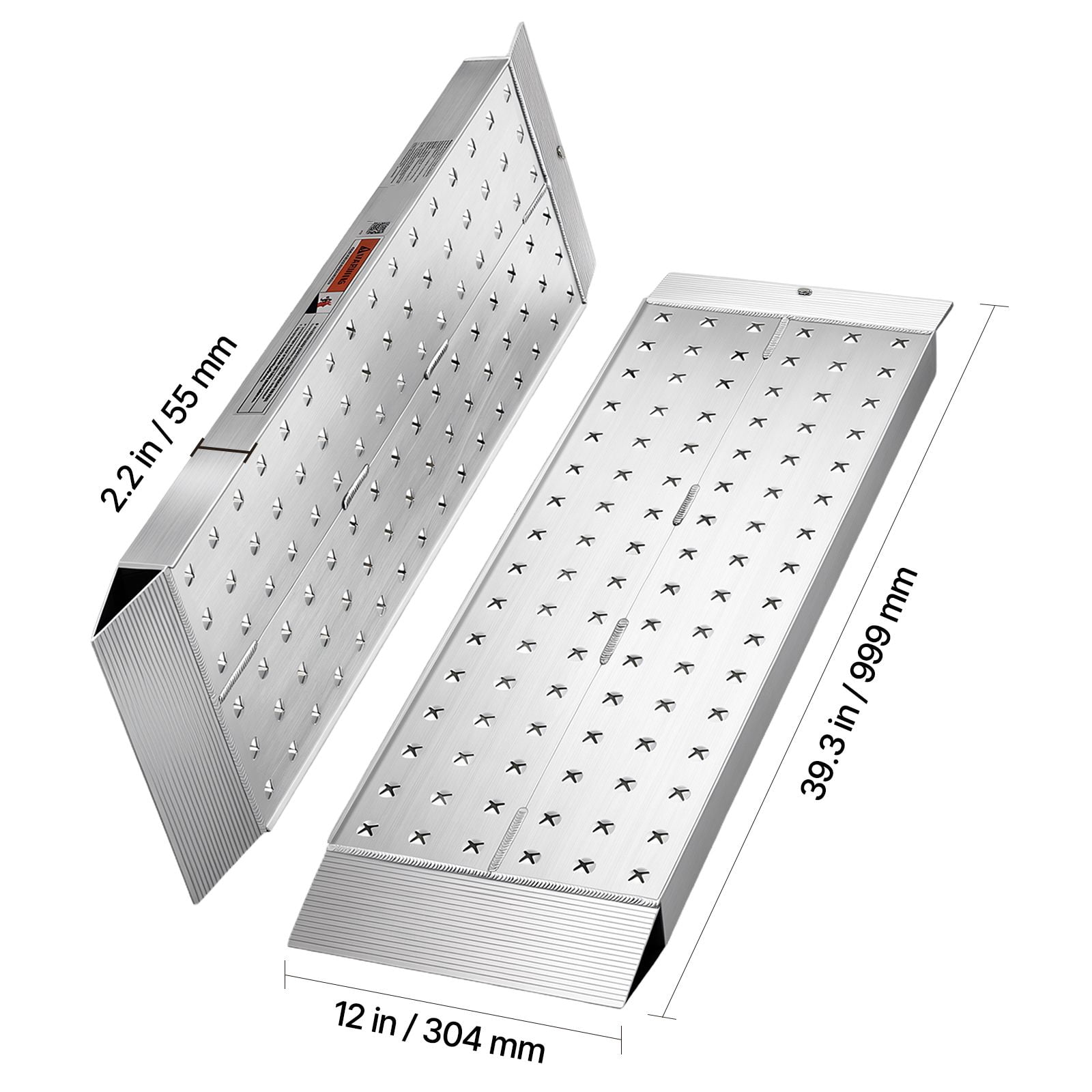 Aluminum Trailer Ramps, 2PCS 39 x 12 in, Heavy-Duty ATV Ramp Set with Anti-Slip Plates, 3000LBS Combined Capacity Loading Ramps for Motorcycles, Lawn Mowers, Farm Tractors, Carts