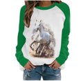thumbnail image 1 of Moda mujer primavera otoño Color a juego impreso manga larga cuello redondo Casual camisetas Pompotops  gfhjh18534, 1 of 4