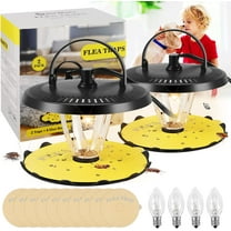 Flea Trap Indoor 2Pcs,Flea Strap Flea Killer Trap Pad Bed Bug Trap with 10 Glue Discs &4 Light Bulb Flea Trap