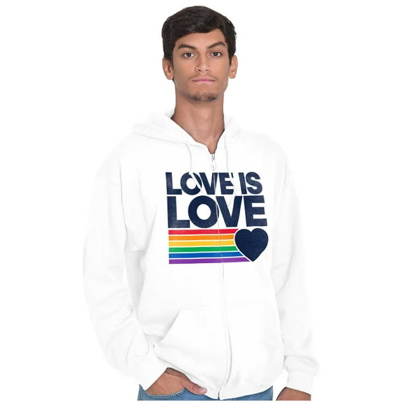 Vintage Love is Love Rainbow Heart Zip Up Hoodie Men's Women's Brisco Brands L