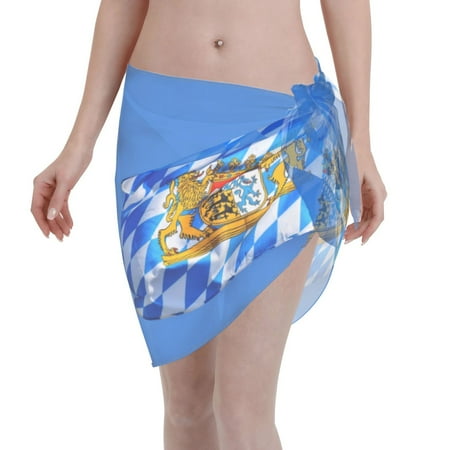 Womens Bavaria Bavarian Flag Coverups Beach Short Sarong Sheer Chiffon Cover Up Bikini Wraps