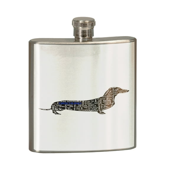 KuzmarK 6 oz. Stainless Steel Pocket Hip Liquor Flask - Daschund Daschund