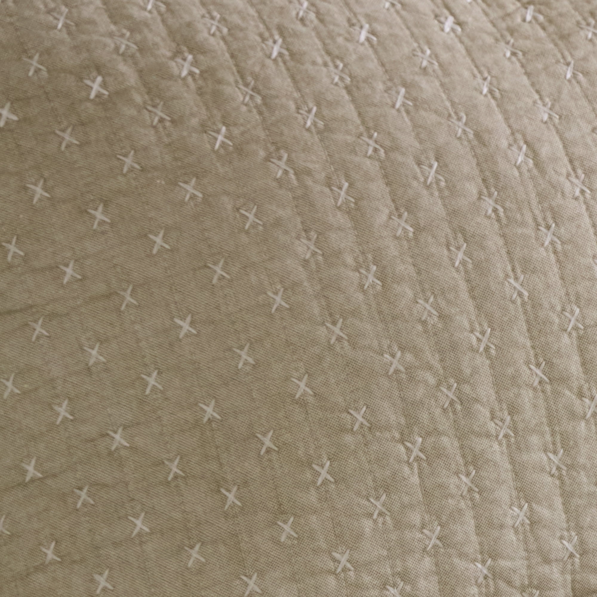 Levtex Home - Cross Stitch Quilt Set - 100% Cotton - King Quilt (106x92in.) + 2 King Shams (36x20in.) - Taupe