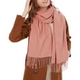 thumbnail image 4 of Bufanda cálida de otoño para mujer, bufanda de algodón de color liso con borlas/flecos, bufanda de pashmina a cuadros de color liso, bufanda XL, estola multifuncional, 4 of 5