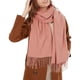 thumbnail image 4 of Bufanda cálida de otoño para mujer, bufanda de algodón de color liso con borlas/flecos, bufanda de pashmina a cuadros de color liso, bufanda XL, estola multifuncional, 4 of 5