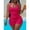 Hot Pink, variant on Plus Size Solid Color Halter Backless Ruched One-Piece Swimsuit Tummy Control Yellow Swimwear