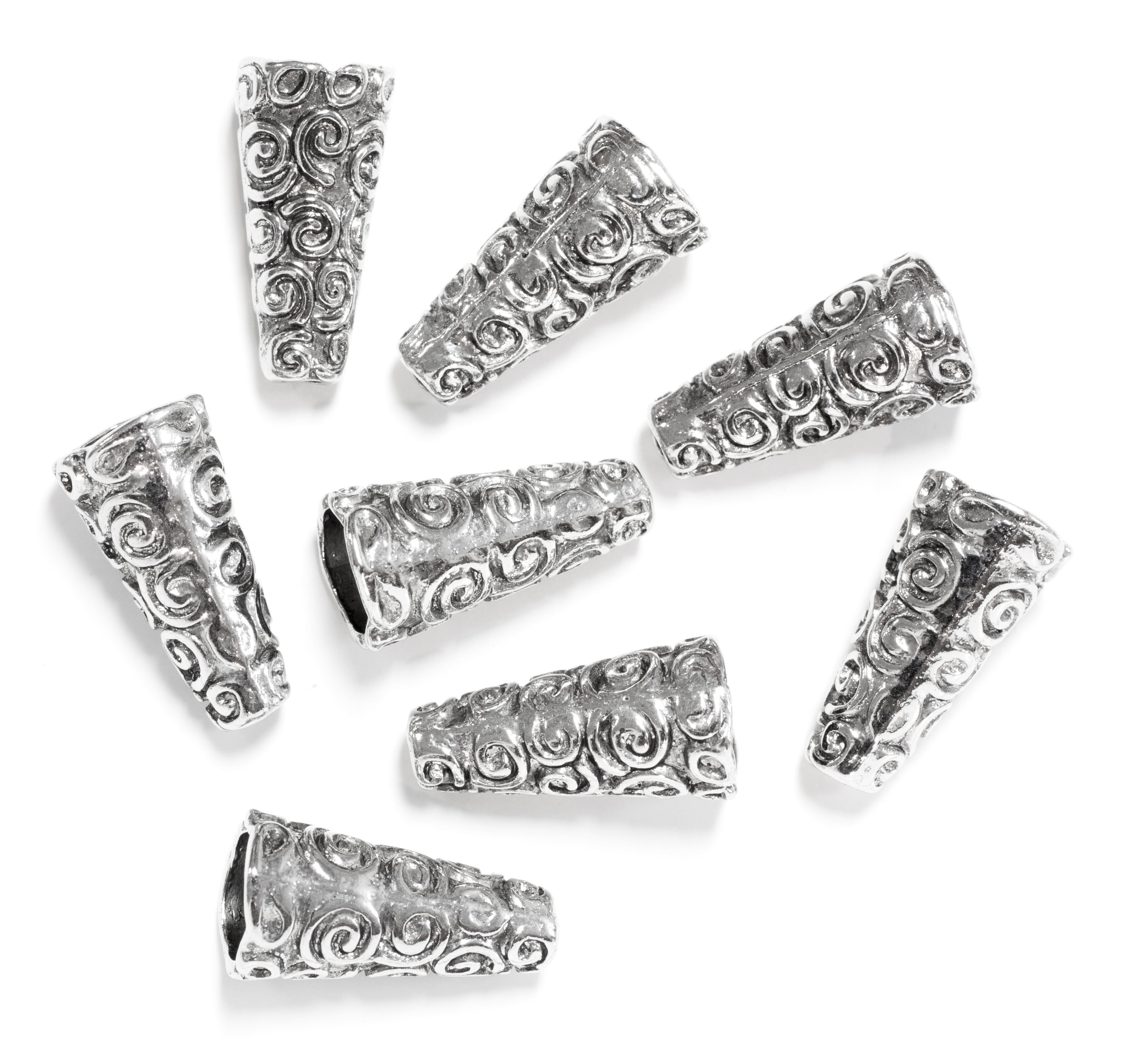 Pack of 20 Large Filigree Flat Bead Caps Antique Silver 