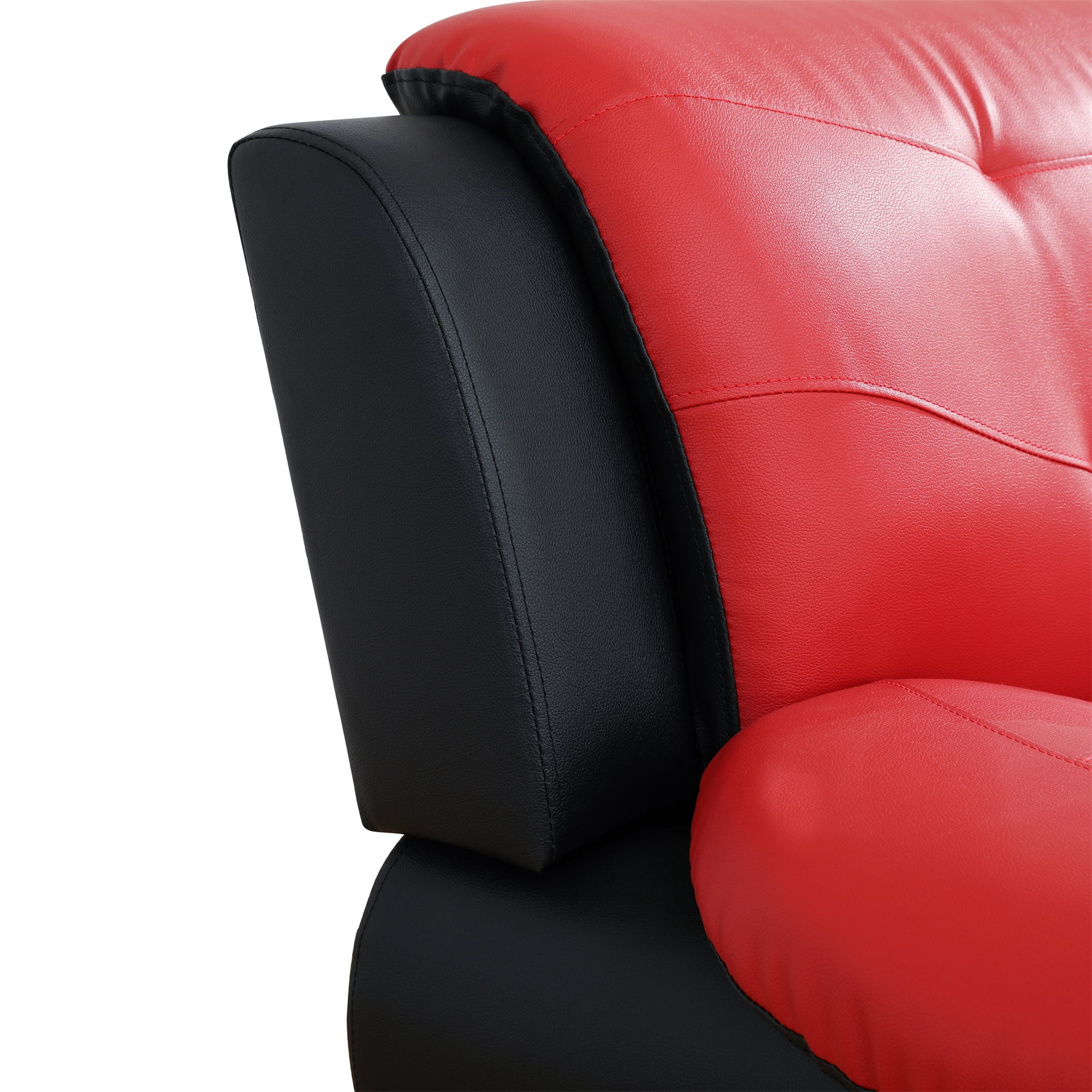 Aukfa 3 Piece Sofa Set - 76.5" Upholstered 3 Seat Sofa Couch for Living Room Bedroom, Leather, Red
