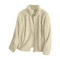 thumbnail image 3 of Dpytoraw Women's Solid Color Fleece Jacket Collar Zip Up Cozy Outerwear, 3 of 3