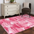 thumbnail image 3 of Pink Abstract Area Rugs 4'x6', Washable Small Throw Rugs for Office Bathroom, Vintage Geometric Gradient Oil Painting Modern Indoor Outdoor Rug Non-Slip Low Pile Carpet Runner Reversible Floor Mats, 3 of 8