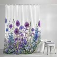 thumbnail image 4 of Watercolor Floral Shower Curtain Set, Waterproof Shower Curtains for Bathroom, Spring Garden Onion Flowers Lavender Plants Washable Fabric Bath Curtain for Bathtub Decoration with Hooks 54x78 Inches, 4 of 9