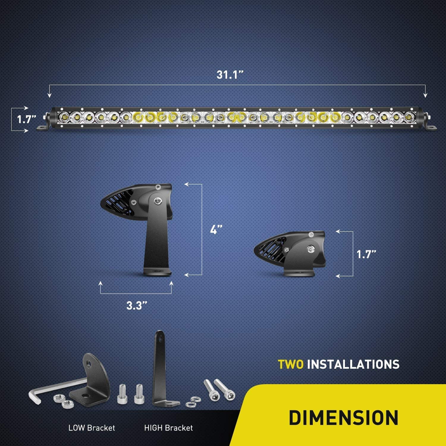 Nilight 31 Inch Single Row 150W Flood Spot Combo Off Road LED Light Bar, 2 Years Warranty