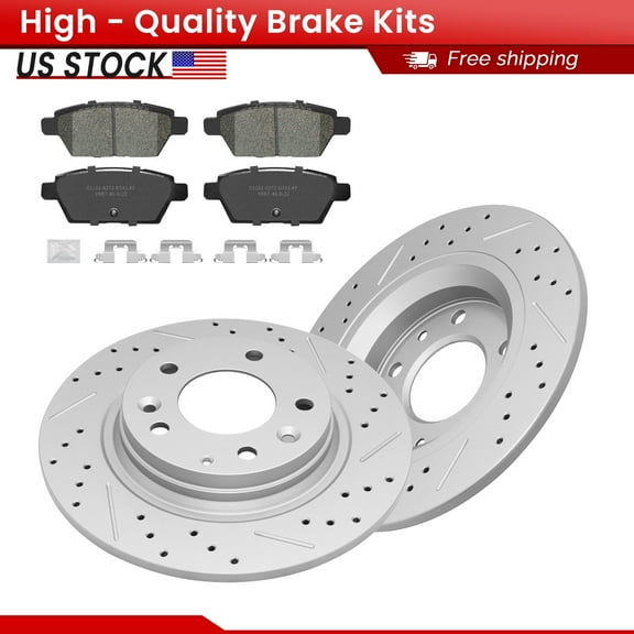 ACB ZONE Rear Brake Kits for Ford Fusion Lincoln MKZ Zephyr Mercury Milan Mazda 6, Drilled Slotted Disc Brake Rotors and Ceramic Brake Pads