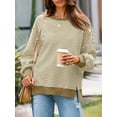 thumbnail image 2 of Women's Fall Oversized Sweatshirt Casual Waffle Knit Long Sleeve Crewneck Split Pullover Tunic Tops, 2 of 11