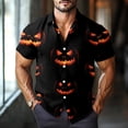 thumbnail image 2 of WTOBBY Men's Halloween Printed Short Sleeve Shirt Casual Loose Fit Party Graphic Tee Cotton Blend Breathable Top for Festival Costume Holiday Celebration,Black L, 2 of 6