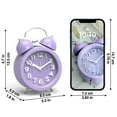 thumbnail image 4 of Reloj despertador ruidoso para dormitorios con personas que duermen mucho, reloj despertador analógico, reloj despertador pequeño, diseño retro para niños, 3 pulgadas, morado, 4 of 5