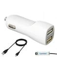 thumbnail image 1 of 2.1Ah Micro USB Car/ DC Charger for Micromax Bharat 2 Plus, Canvas Selfie 2 Note, Meizu M6 (Dual USB Port, Charging Cable included) - White + MND Stylus, 1 of 4