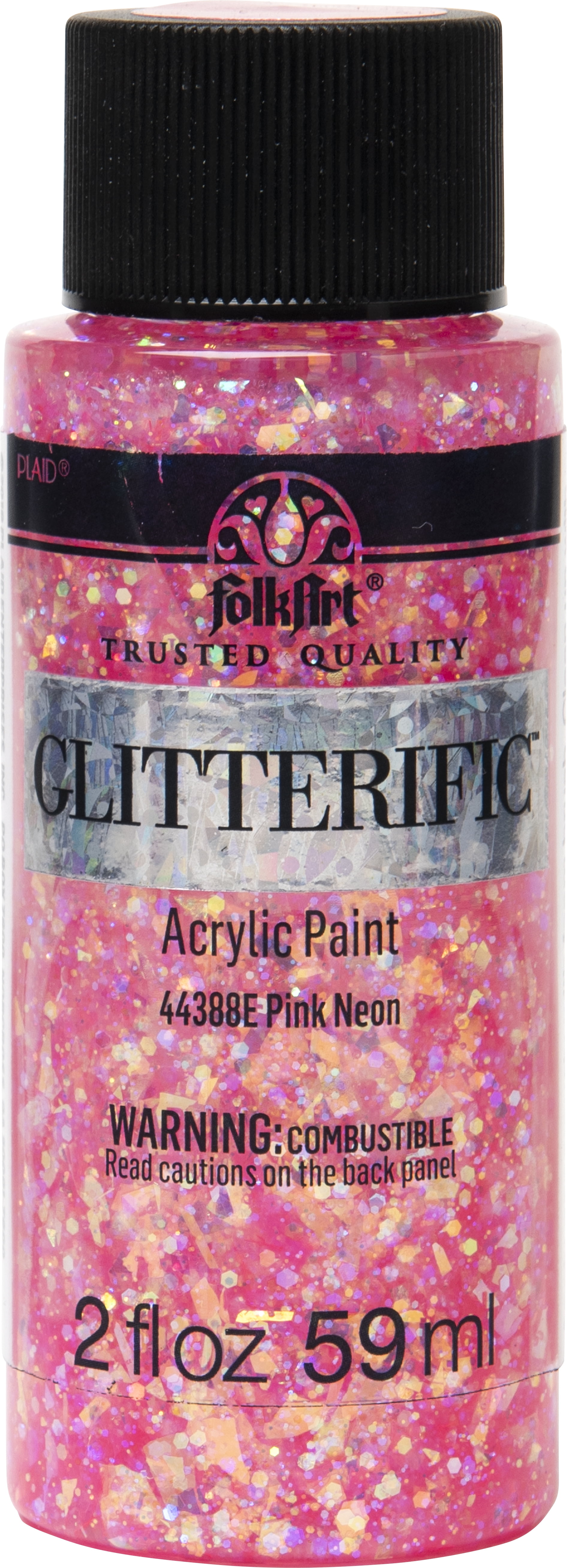 FolkArt 44388E Glitterific Acrylic Craft Paint, Glitter Finish, Pink