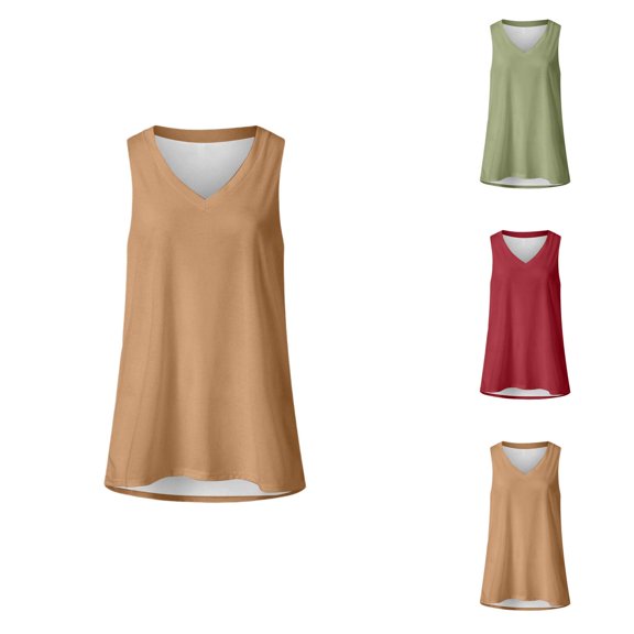 Tank Tops for Women Summer Casual Lightweight Loose Fit Sleeveless V Neck T Shirts Basic Plain Tanks