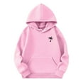 thumbnail image 1 of GDREDA Chandails en Molleton Col Rond Enfants Filles Chemise de Sport Garçon Fille Personnalité Décontractée Imprimé Cocotier Chandail à Capuchon Chandail à Capuche avec Poche Adapté pour Adolescent (Rose, 5-6 Ans), 1 of 3