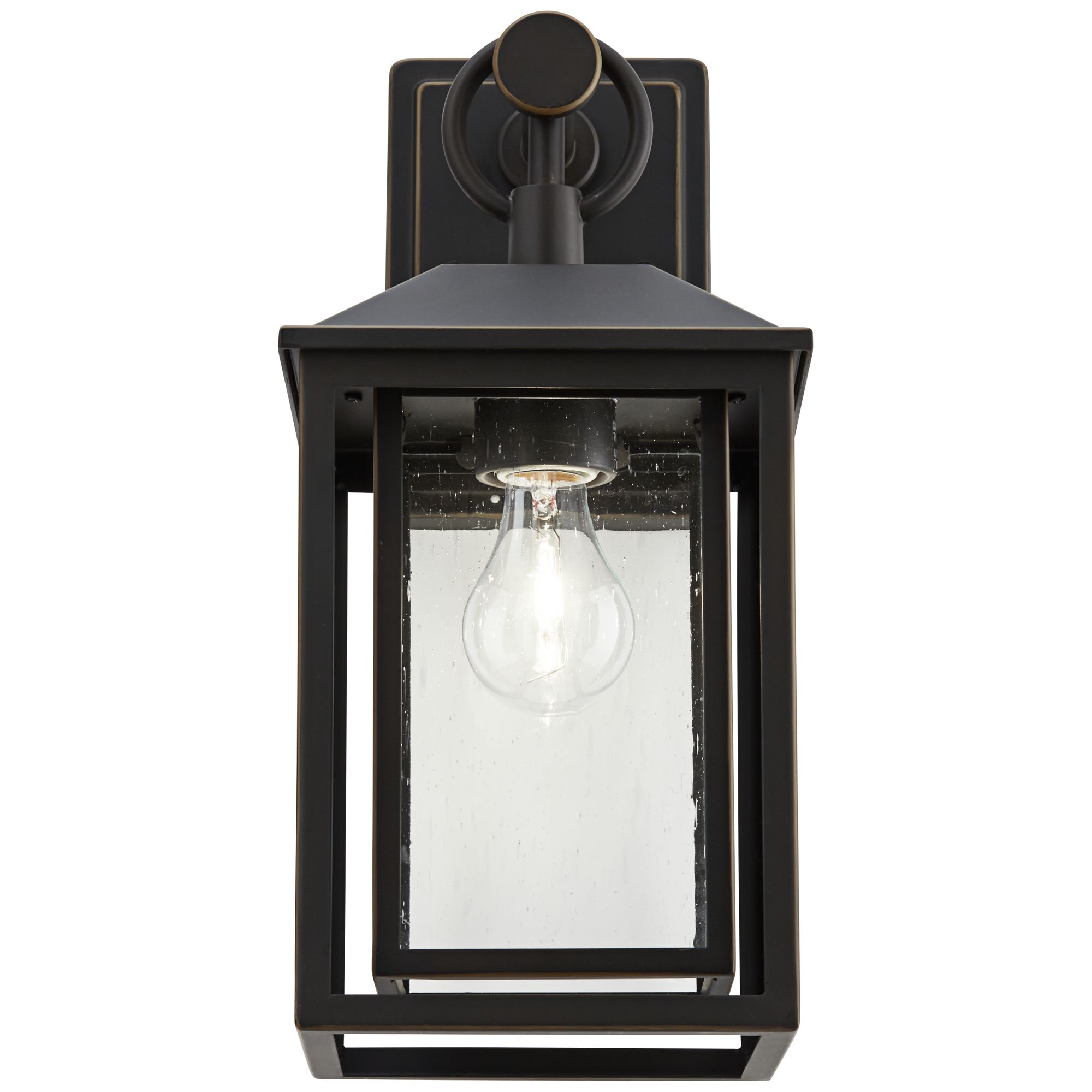 John Timberland Califa Mission Outdoor Wall Light Fixture Bronze Metal 15 1/4" Textured Clear Glass for Post Exterior Barn Deck House Porch Yard Patio