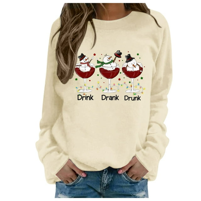 Sweat à Capuche Imprimé Bonhomme de Neige de Noël Automne Hiver pour Femmes