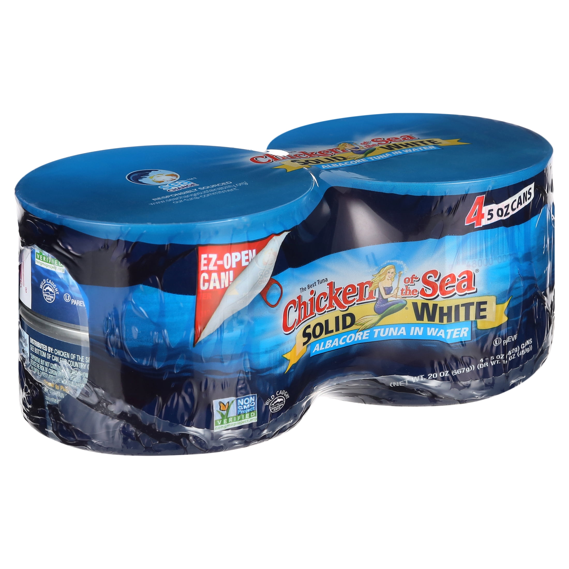 (4 Pack) Chicken of the Sea Solid White Albacore Tuna in Water, 5 oz