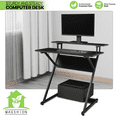 thumbnail image 3 of Magshion Standing Modern Computer Desk, Portable Laptop Table with Monitor Storage Shelf & Host Rack for Office, Black, 3 of 12